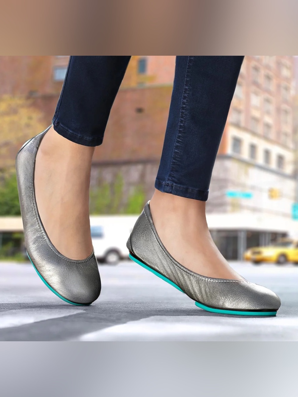 Tieks by Gavrieli Metallic Pewter Leather Ballet Flats Size 9